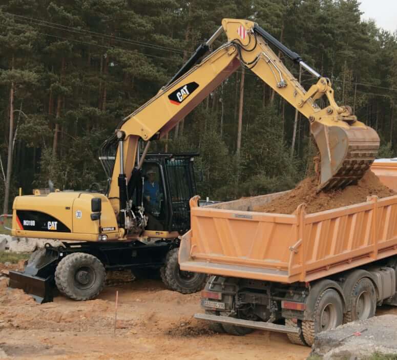 ТТХ и производительность колесного экскаватора Caterpillar M318D