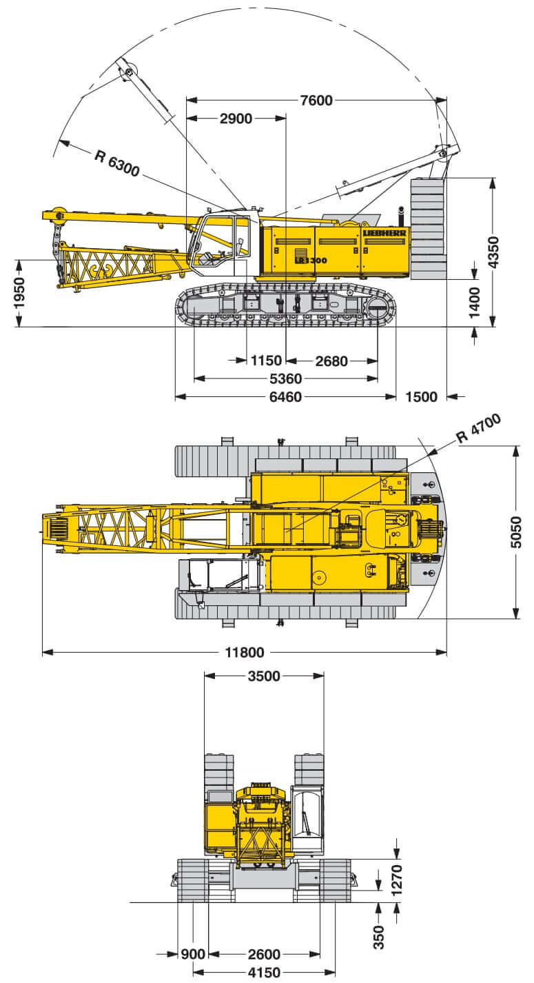 Вес, габариты и размеры Liebherr LR 1100